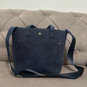 Portland Leather Navy Blue Leather Tote Bag